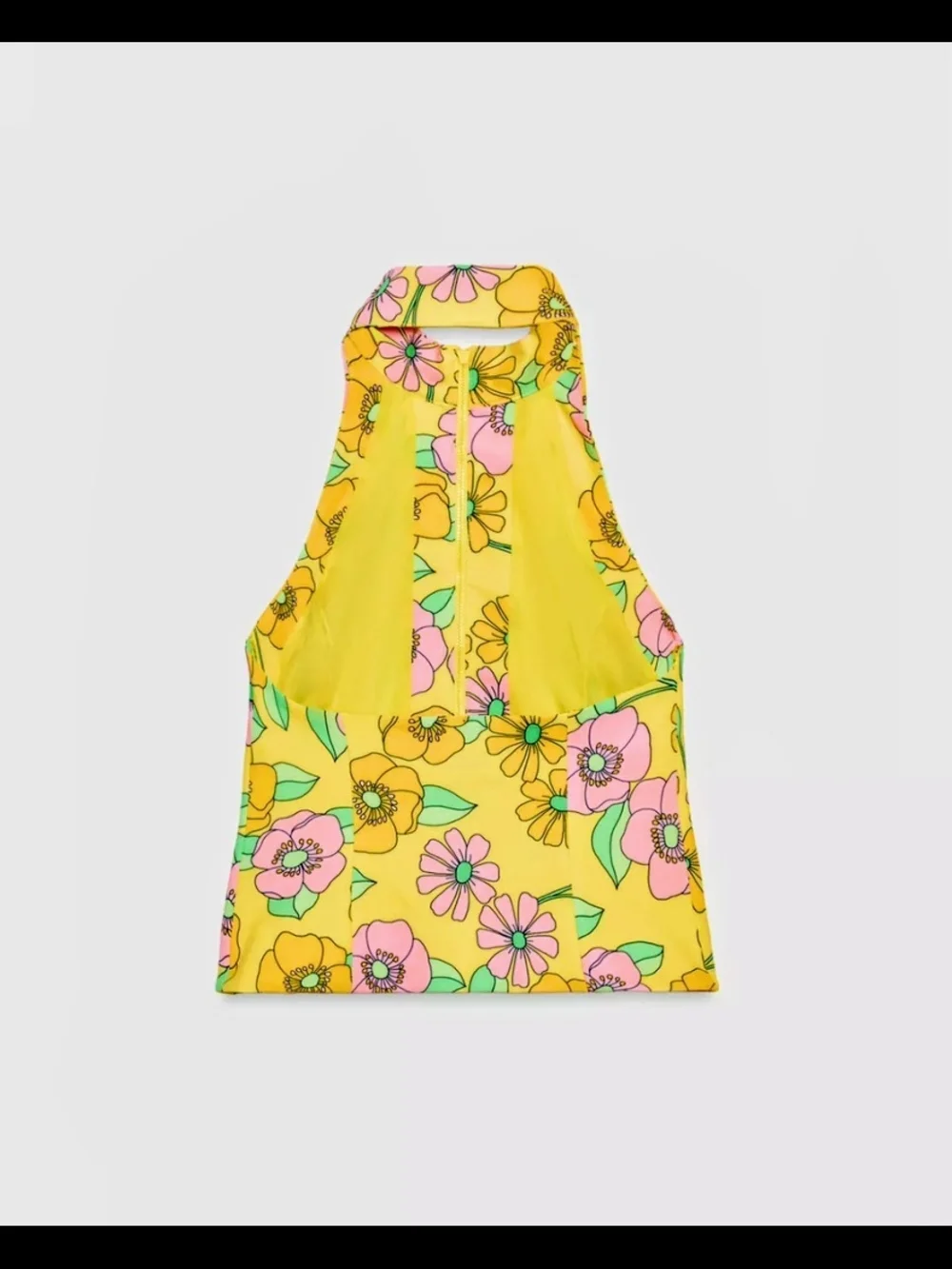 Zara Yellow Floral Halter Top And Capri Pants Set. Brand New With Tag